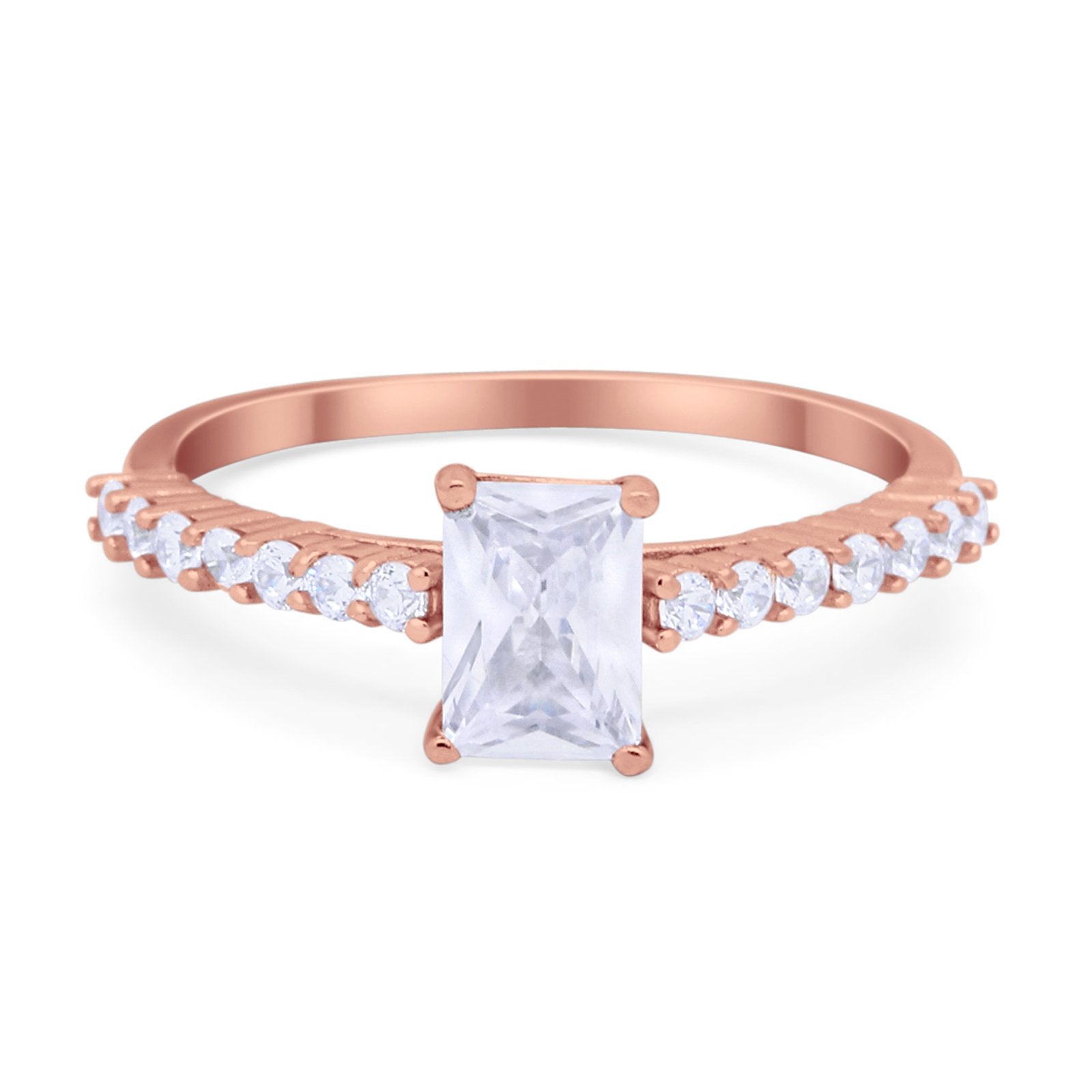Vintage Style Radiant Cut Wedding Engagement Ring Cubic Zirconia 925 Sterling Silver
