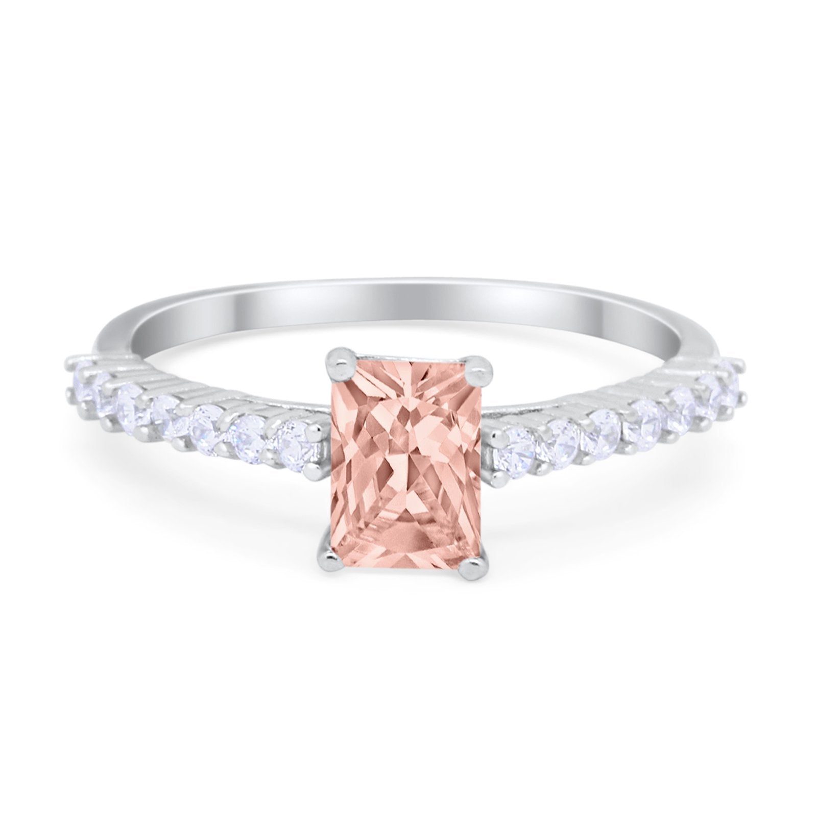 Vintage Style Radiant Cut Wedding Engagement Ring Cubic Zirconia 925 Sterling Silver