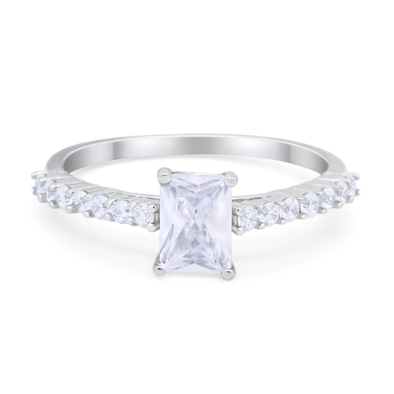 Vintage Style Radiant Cut Wedding Engagement Ring Cubic Zirconia 925 Sterling Silver