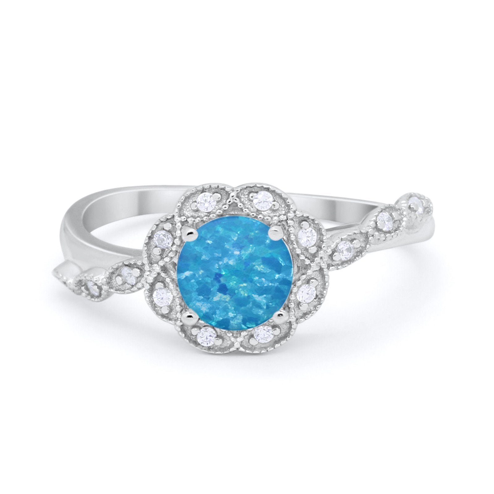 Art Deco Wedding Engagement Ring Simulated Cubic Zirconia 925 Sterling Silver