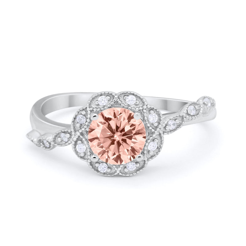 Art Deco Wedding Engagement Ring Simulated Cubic Zirconia 925 Sterling Silver