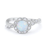 Art Deco Wedding Engagement Ring Simulated Cubic Zirconia 925 Sterling Silver