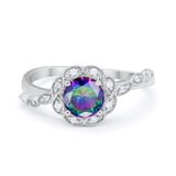 Art Deco Wedding Engagement Ring Simulated Cubic Zirconia 925 Sterling Silver