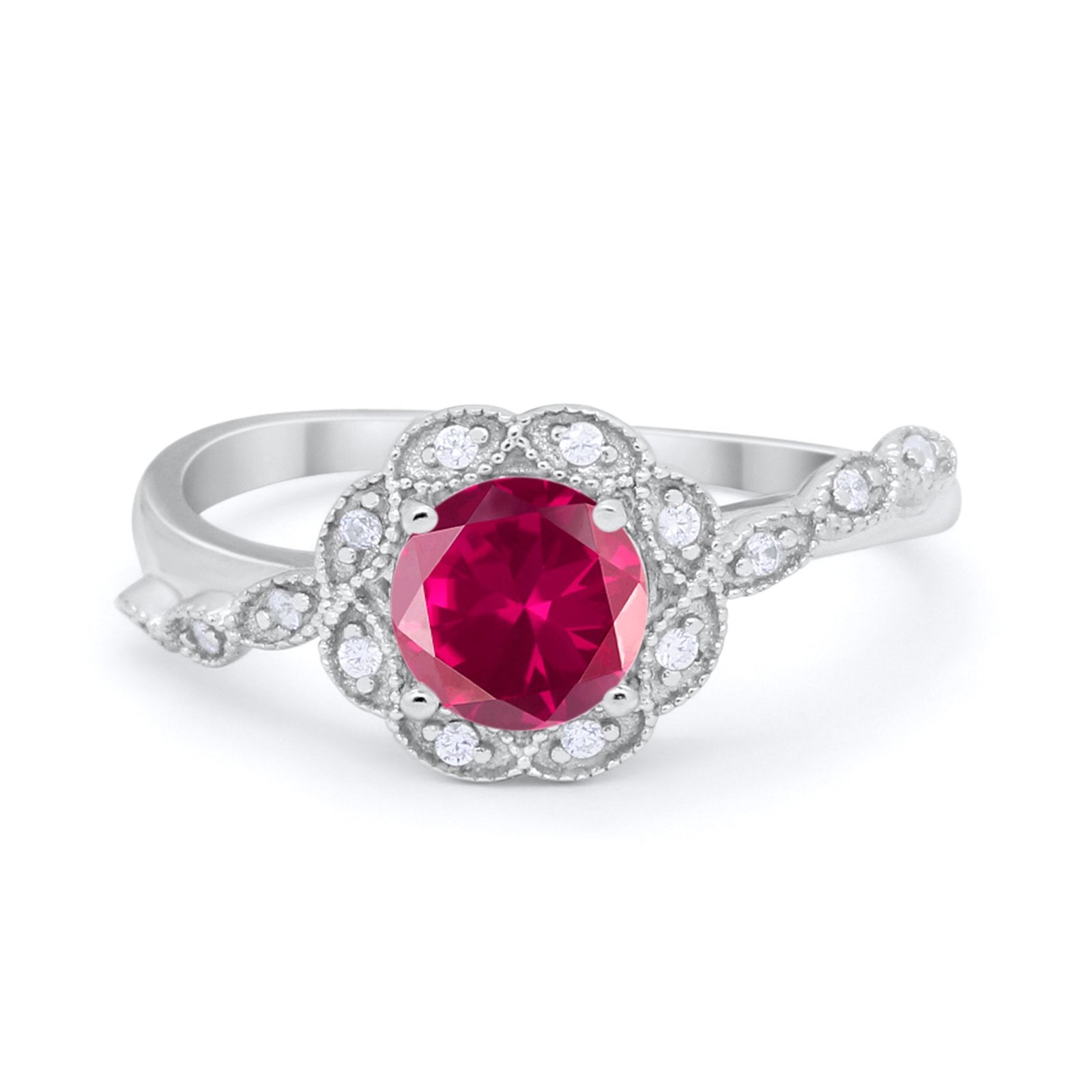 Art Deco Wedding Engagement Ring Simulated Cubic Zirconia 925 Sterling Silver