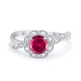 Art Deco Wedding Engagement Ring Simulated Cubic Zirconia 925 Sterling Silver