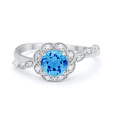 Art Deco Wedding Engagement Ring Simulated Cubic Zirconia 925 Sterling Silver