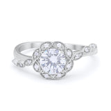 Art Deco Wedding Engagement Ring Simulated Cubic Zirconia 925 Sterling Silver