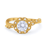 Art Deco Wedding Engagement Ring Simulated Cubic Zirconia 925 Sterling Silver