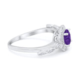 Art Deco Wedding Engagement Ring Simulated Cubic Zirconia 925 Sterling Silver