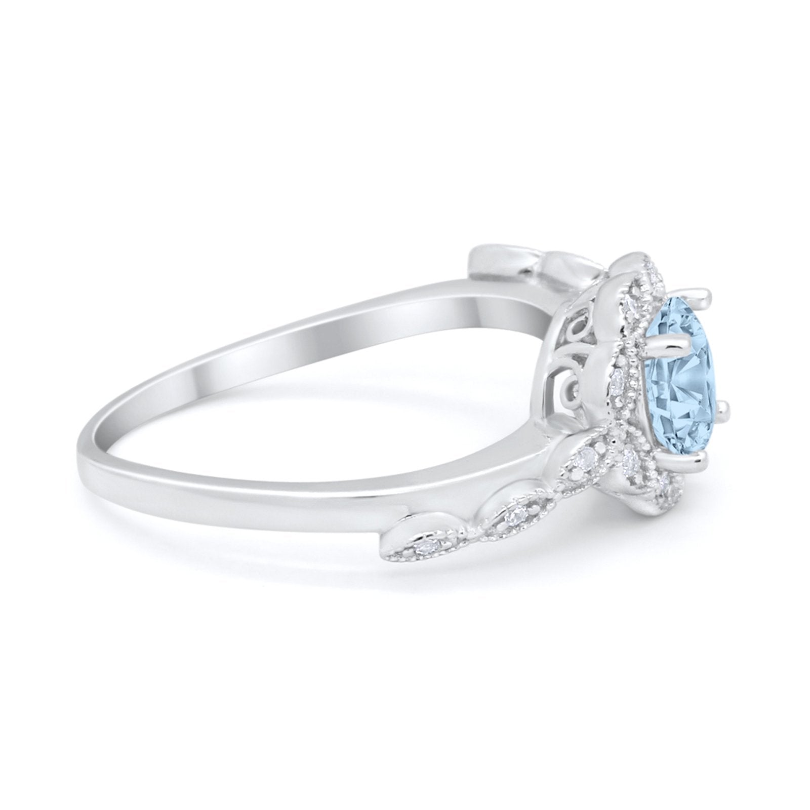 Art Deco Wedding Engagement Ring Simulated Cubic Zirconia 925 Sterling Silver