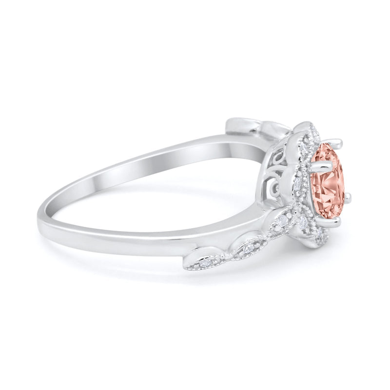 Art Deco Wedding Engagement Ring Simulated Cubic Zirconia 925 Sterling Silver