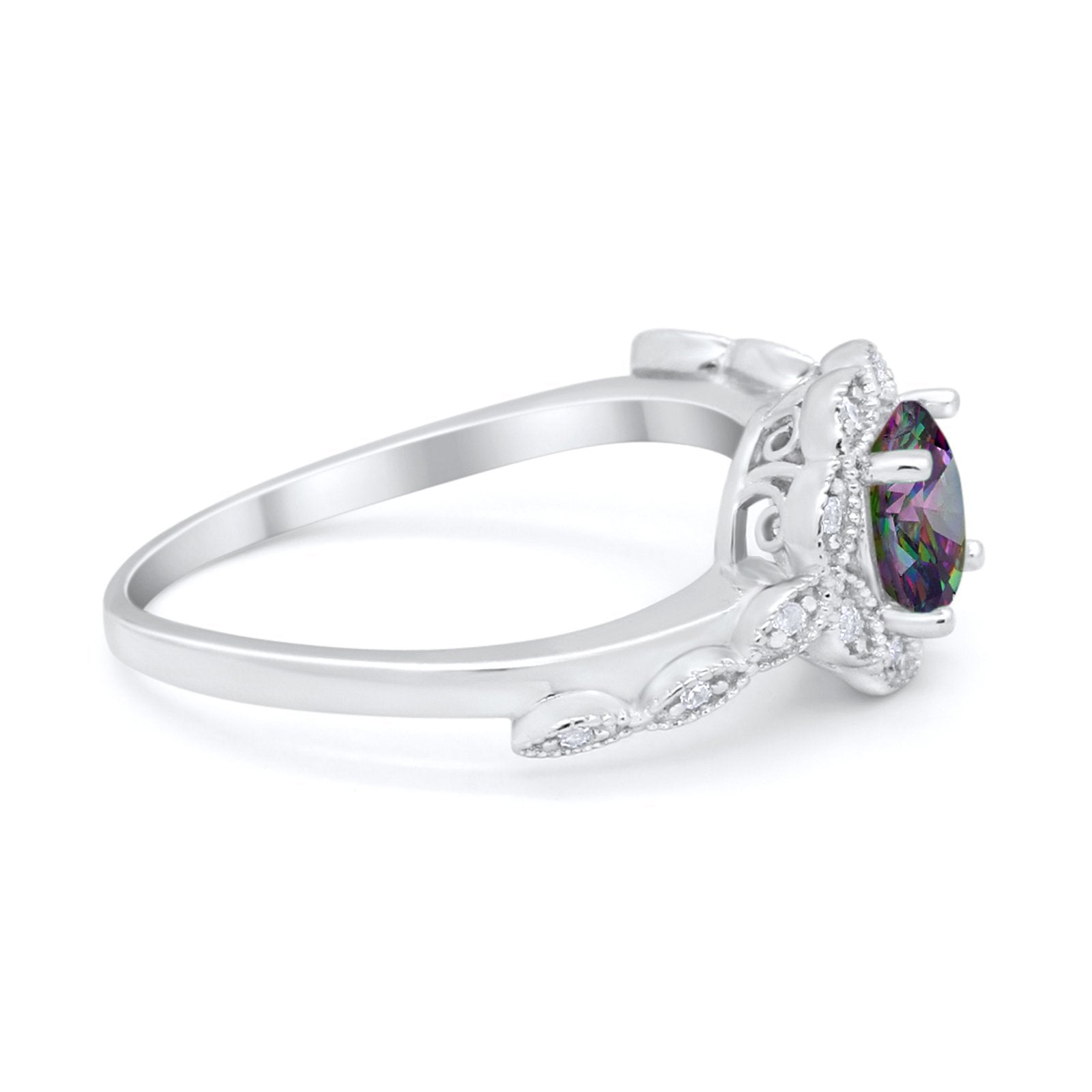 Art Deco Wedding Engagement Ring Simulated Cubic Zirconia 925 Sterling Silver