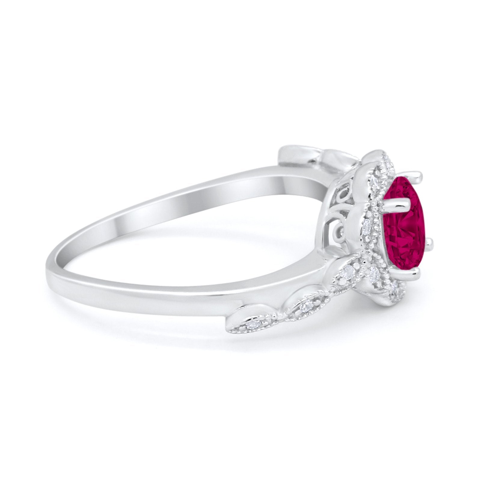 Art Deco Wedding Engagement Ring Simulated Cubic Zirconia 925 Sterling Silver