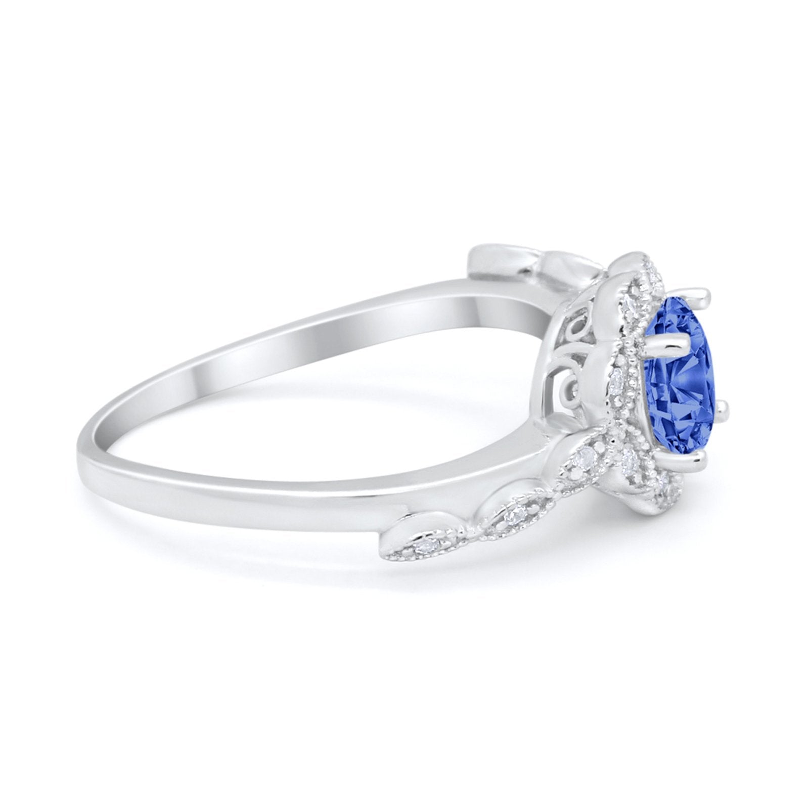 Art Deco Wedding Engagement Ring Simulated Cubic Zirconia 925 Sterling Silver