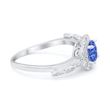 Art Deco Wedding Engagement Ring Simulated Cubic Zirconia 925 Sterling Silver