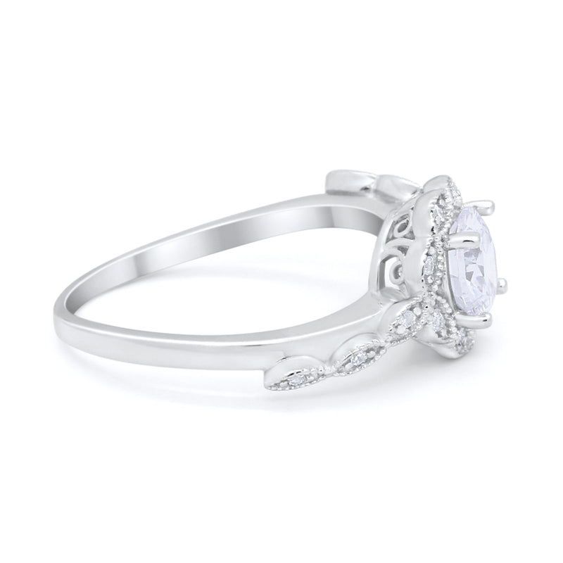Art Deco Wedding Engagement Ring Simulated Cubic Zirconia 925 Sterling Silver