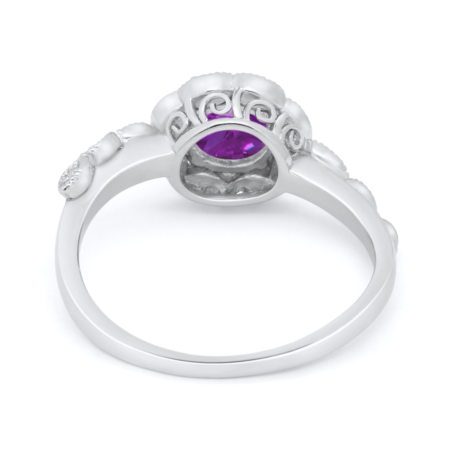 Art Deco Wedding Engagement Ring Simulated Cubic Zirconia 925 Sterling Silver