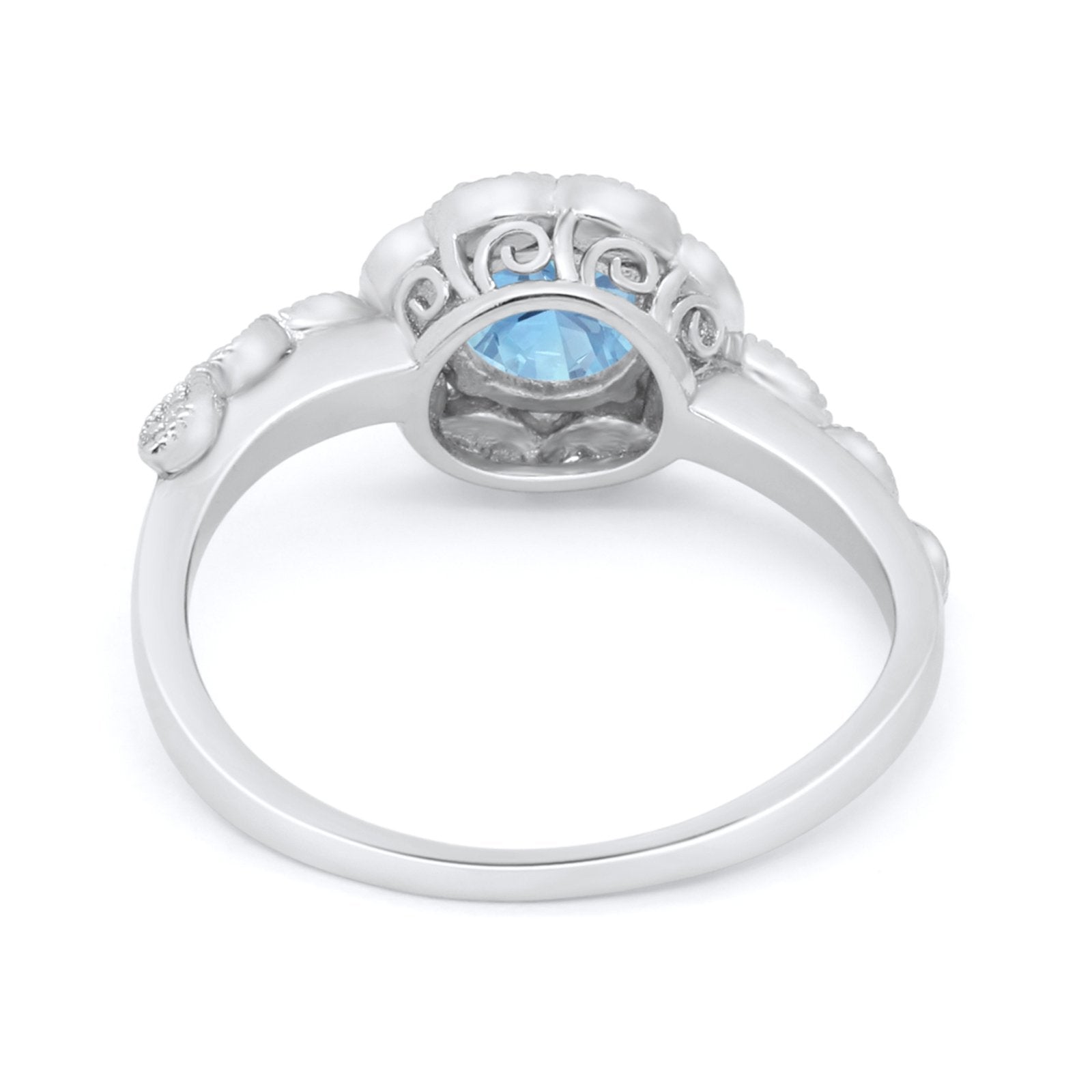 Art Deco Wedding Engagement Ring Simulated Cubic Zirconia 925 Sterling Silver