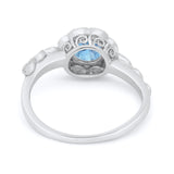 Art Deco Wedding Engagement Ring Simulated Cubic Zirconia 925 Sterling Silver