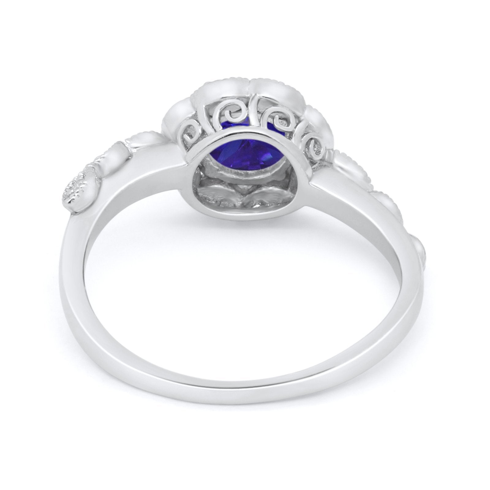 Art Deco Wedding Engagement Ring Simulated Cubic Zirconia 925 Sterling Silver