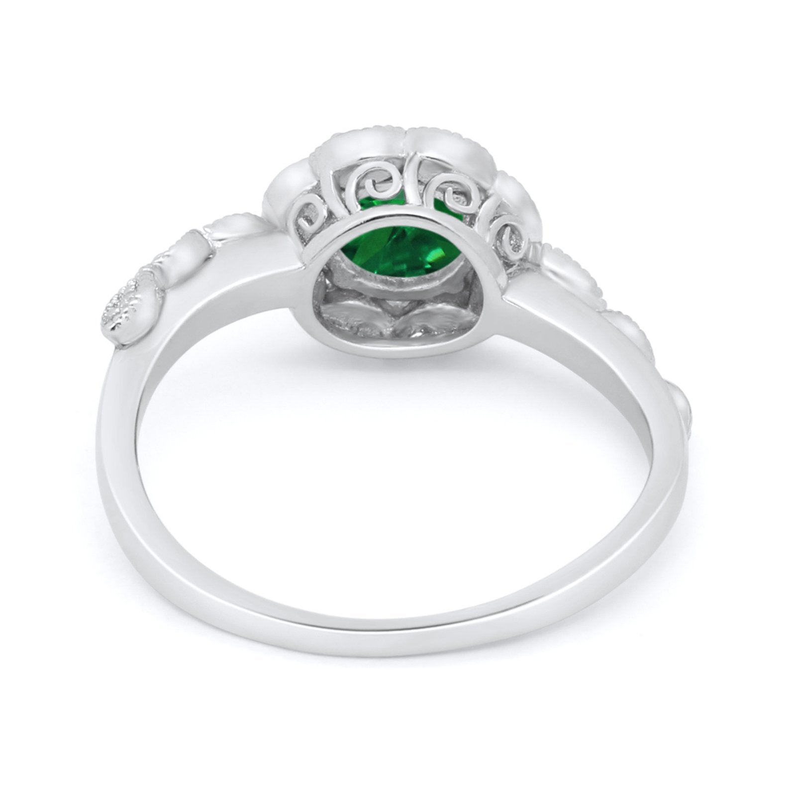 Art Deco Wedding Engagement Ring Simulated Cubic Zirconia 925 Sterling Silver