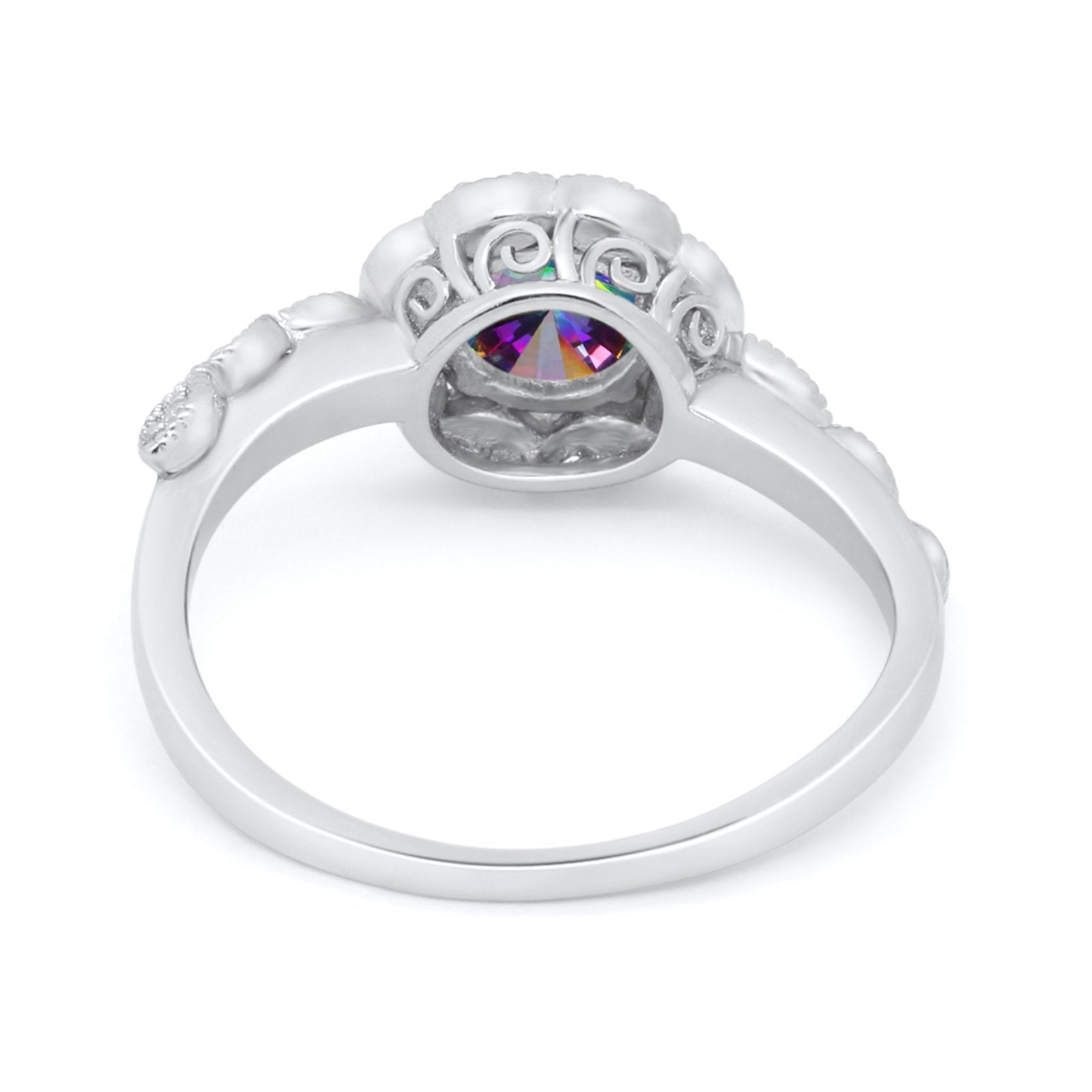Art Deco Wedding Engagement Ring Simulated Cubic Zirconia 925 Sterling Silver