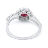 Art Deco Wedding Engagement Ring Simulated Cubic Zirconia 925 Sterling Silver