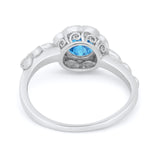 Art Deco Wedding Engagement Ring Simulated Cubic Zirconia 925 Sterling Silver
