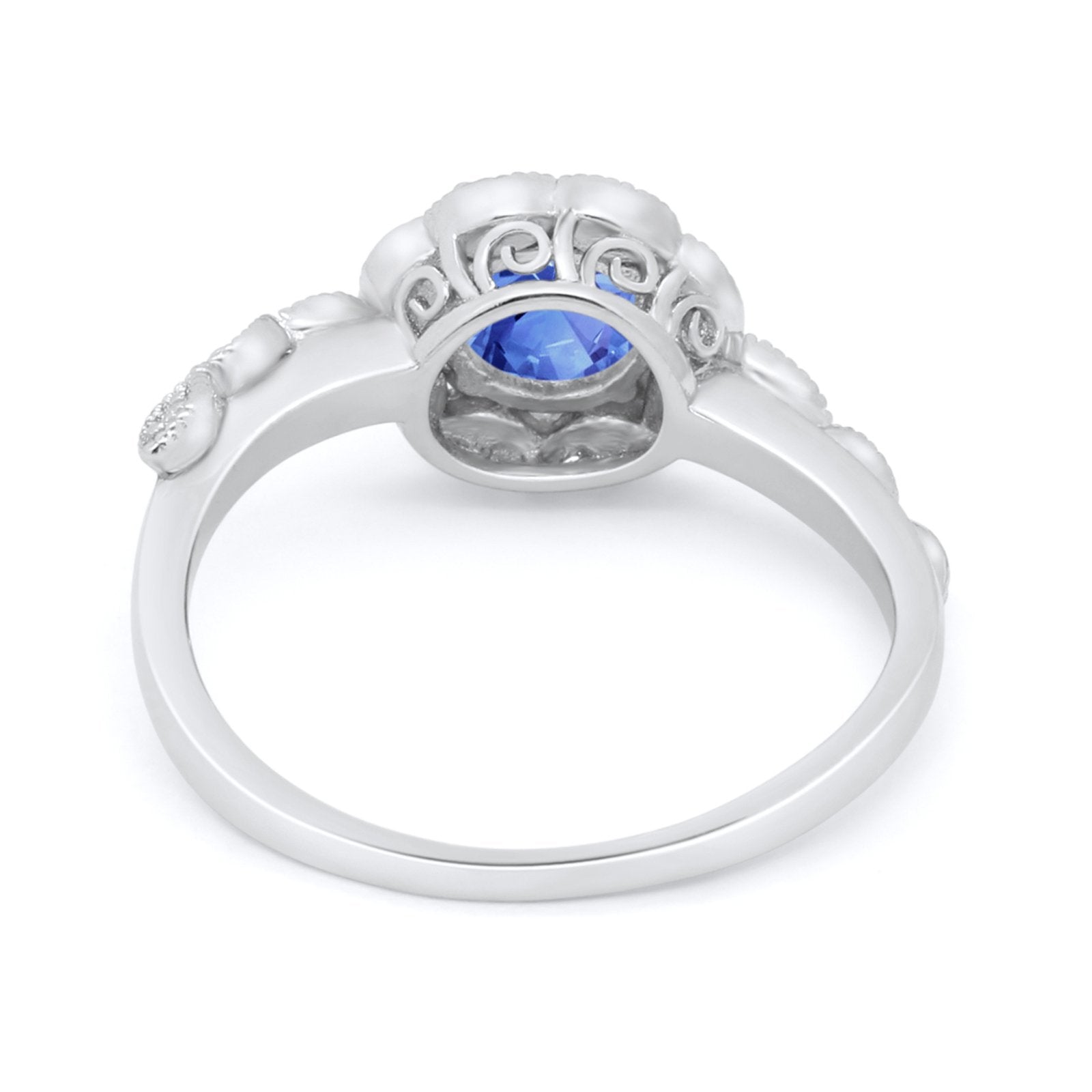 Art Deco Wedding Engagement Ring Simulated Cubic Zirconia 925 Sterling Silver