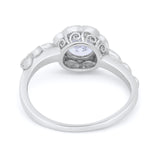 Art Deco Wedding Engagement Ring Simulated Cubic Zirconia 925 Sterling Silver