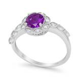 Art Deco Wedding Engagement Ring Simulated Cubic Zirconia 925 Sterling Silver