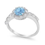 Art Deco Wedding Engagement Ring Simulated Cubic Zirconia 925 Sterling Silver