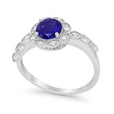 Art Deco Wedding Engagement Ring Simulated Cubic Zirconia 925 Sterling Silver