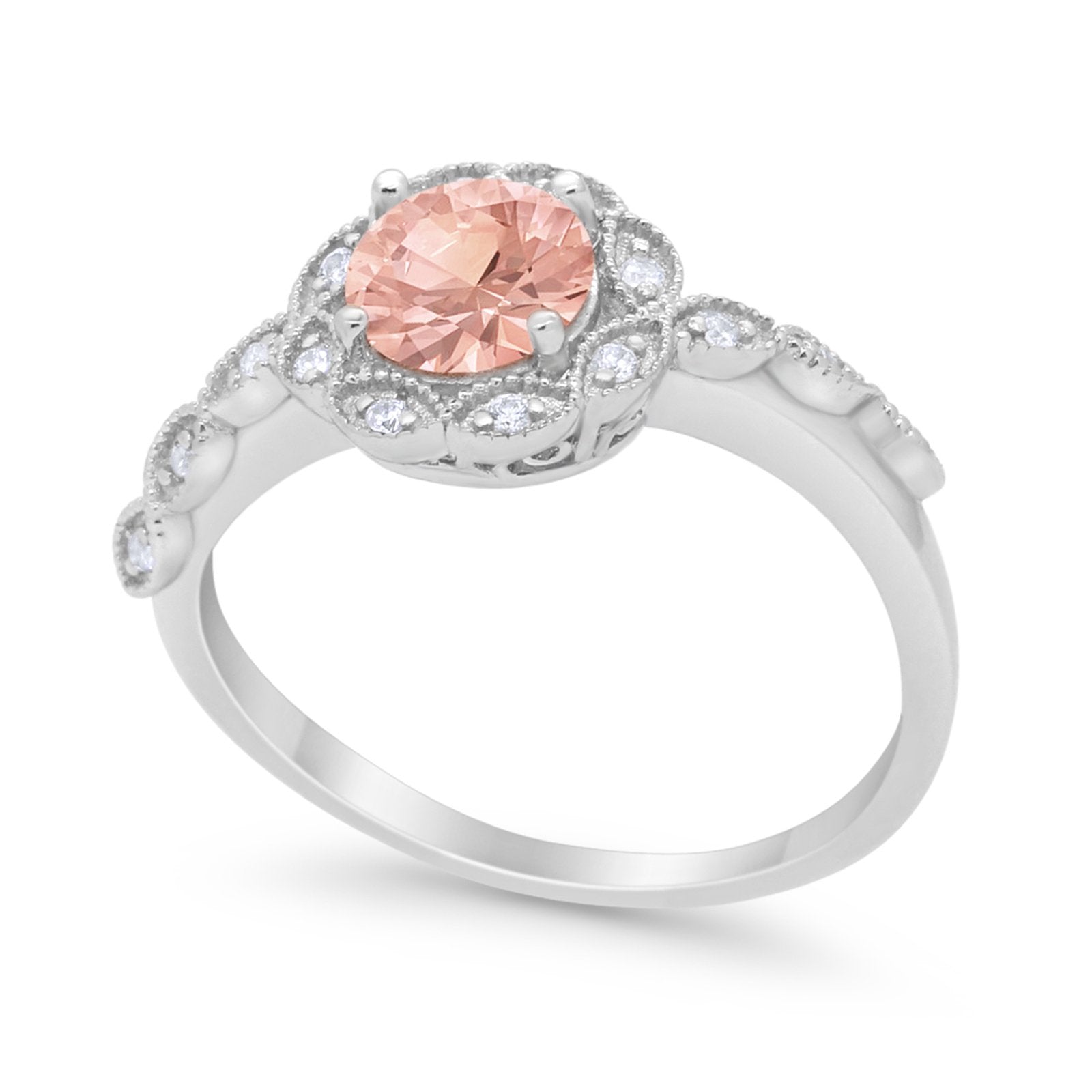 Art Deco Wedding Engagement Ring Simulated Cubic Zirconia 925 Sterling Silver