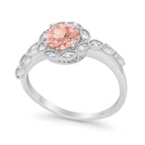 Art Deco Wedding Engagement Ring Simulated Cubic Zirconia 925 Sterling Silver