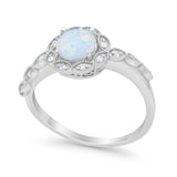 Art Deco Wedding Engagement Ring Simulated Cubic Zirconia 925 Sterling Silver