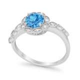 Art Deco Wedding Engagement Ring Simulated Cubic Zirconia 925 Sterling Silver