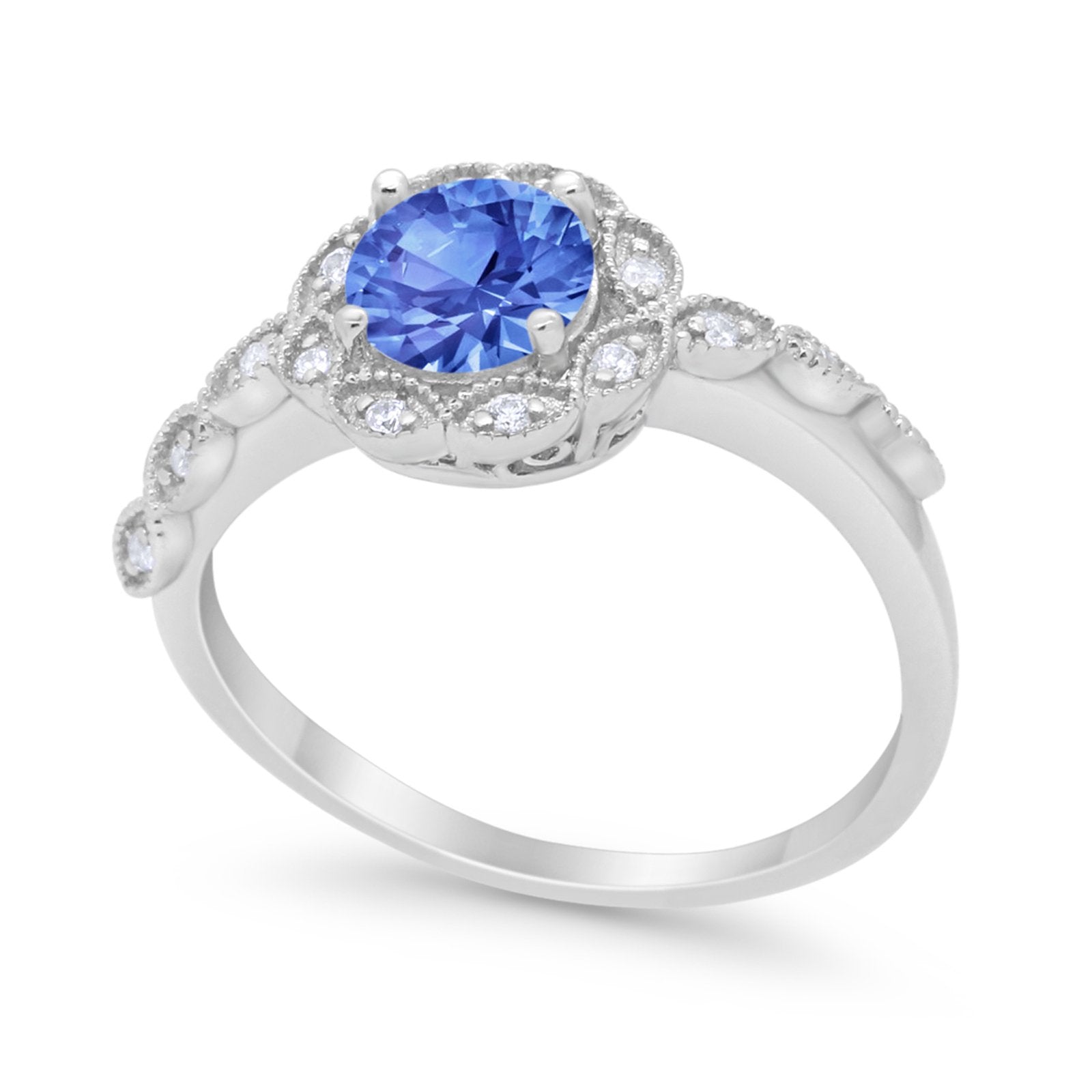 Art Deco Wedding Engagement Ring Simulated Cubic Zirconia 925 Sterling Silver