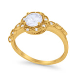 Art Deco Wedding Engagement Ring Simulated Cubic Zirconia 925 Sterling Silver