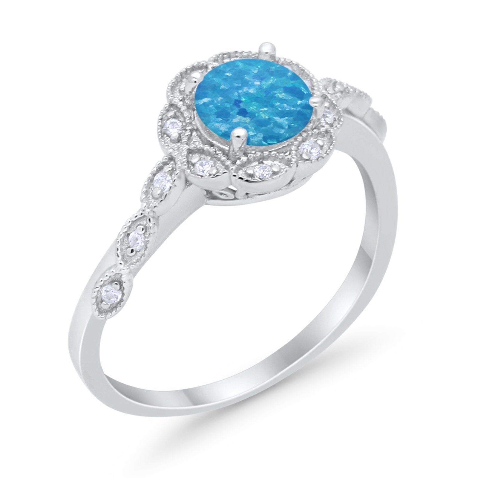 Art Deco Wedding Engagement Ring Simulated Cubic Zirconia 925 Sterling Silver