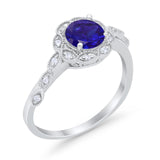 Art Deco Wedding Engagement Ring Simulated Cubic Zirconia 925 Sterling Silver