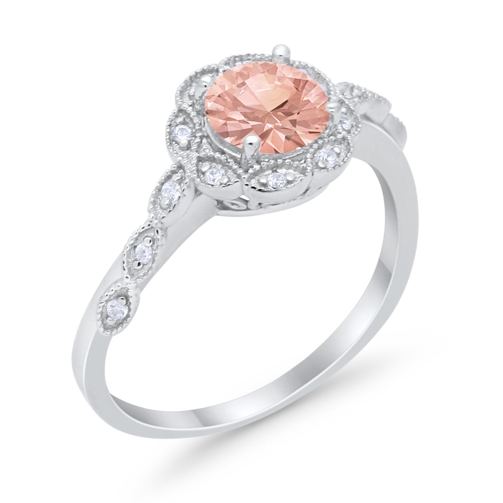 Art Deco Wedding Engagement Ring Simulated Cubic Zirconia 925 Sterling Silver