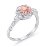 Art Deco Wedding Engagement Ring Simulated Cubic Zirconia 925 Sterling Silver