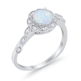 Art Deco Wedding Engagement Ring Simulated Cubic Zirconia 925 Sterling Silver