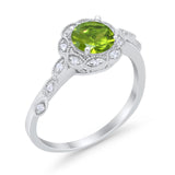 Art Deco Wedding Engagement Ring Simulated Cubic Zirconia 925 Sterling Silver
