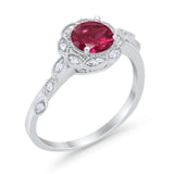 Art Deco Wedding Engagement Ring Simulated Cubic Zirconia 925 Sterling Silver
