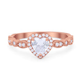 Art Deco Heart Promise Wedding Ring Simulated Cubic Zirconia 925 Sterling Silver