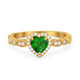Art Deco Heart Promise Wedding Ring Simulated Cubic Zirconia 925 Sterling Silver