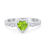 Art Deco Heart Promise Wedding Ring Simulated Cubic Zirconia 925 Sterling Silver