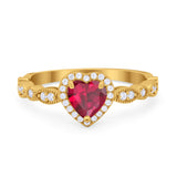Art Deco Heart Promise Wedding Ring Simulated Cubic Zirconia 925 Sterling Silver
